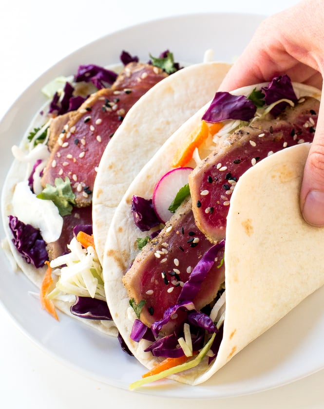 A Fresh Take on Fish Tacos: Seared Ahi Tuna with Spicy Mango Slaw